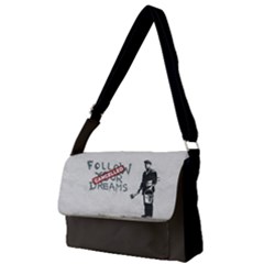 Banksy Graffiti Original Quote Follow Your Dreams Cancelled Cynical With Painter Full Print Messenger Bag (l) by snek