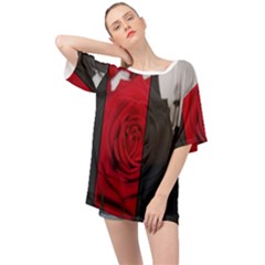 Roses Rouge Fleurs Oversized Chiffon Top by kcreatif