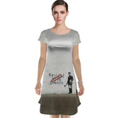 Banksy Graffiti Original Quote Follow Your Dreams Cancelled Cynical With Painter Cap Sleeve Nightdress by snek