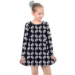 Pattern Formes Ronds Noir Kids  Long Sleeve Dress