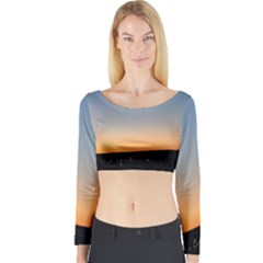 Photo Coucher Du Soleil Bleu/orange Long Sleeve Crop Top by kcreatif