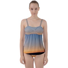 Photo Coucher Du Soleil Bleu/orange Twist Front Tankini Set by kcreatif