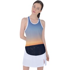 Photo Coucher Du Soleil Bleu/orange Racer Back Mesh Tank Top by kcreatif