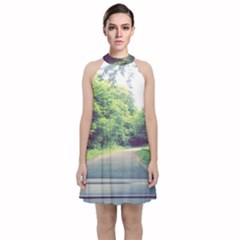 Photo Vue Sur Forêt  Velvet Halter Neckline Dress  by kcreatif