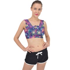 Abstract Background Graphic Space V-back Sports Bra
