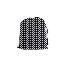 White Plaid Texture Drawstring Pouch (small)