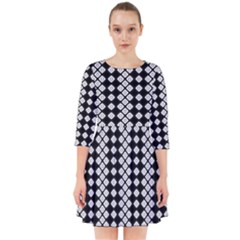 White Plaid Texture Smock Dress