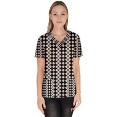 White Plaid Texture Women s V-neck Scrub Top