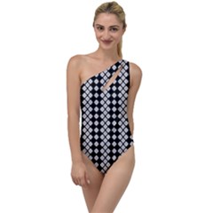 White Plaid Texture To One Side Swimsuit by Mariart