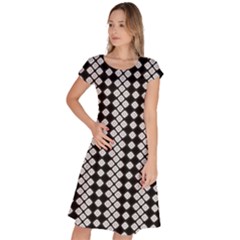 White Plaid Texture Classic Short Sleeve Dress by Mariart