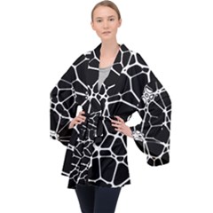 Neurons Braid Network Wattle Yarn Long Sleeve Velvet Kimono 