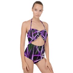 Neurons Brain Cells Imitation Scallop Top Cut Out Swimsuit by HermanTelo