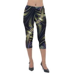 Fractal Texture Pattern Lightweight Velour Capri Leggings 