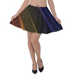 Rainbow Waves Mesh Colorful 3d Velvet Skater Skirt