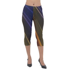 Rainbow Waves Mesh Colorful 3d Lightweight Velour Capri Leggings  by HermanTelo