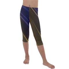 Rainbow Waves Mesh Colorful 3d Kids  Lightweight Velour Capri Leggings  by HermanTelo