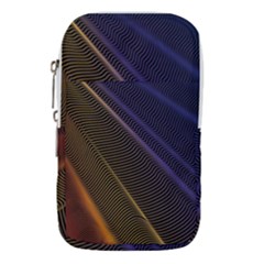 Rainbow Waves Mesh Colorful 3d Waist Pouch (small)