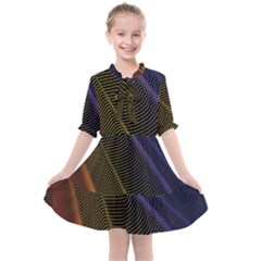 Rainbow Waves Mesh Colorful 3d Kids  All Frills Chiffon Dress