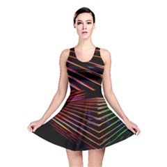 Abstract Neon Background Light Reversible Skater Dress