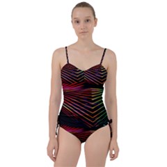 Abstract Neon Background Light Sweetheart Tankini Set