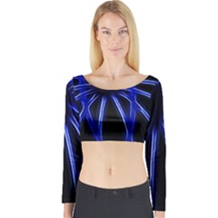 Light Effect Blue Bright Design Long Sleeve Crop Top by HermanTelo