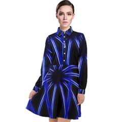 Light Effect Blue Bright Design Long Sleeve Chiffon Shirt Dress by HermanTelo