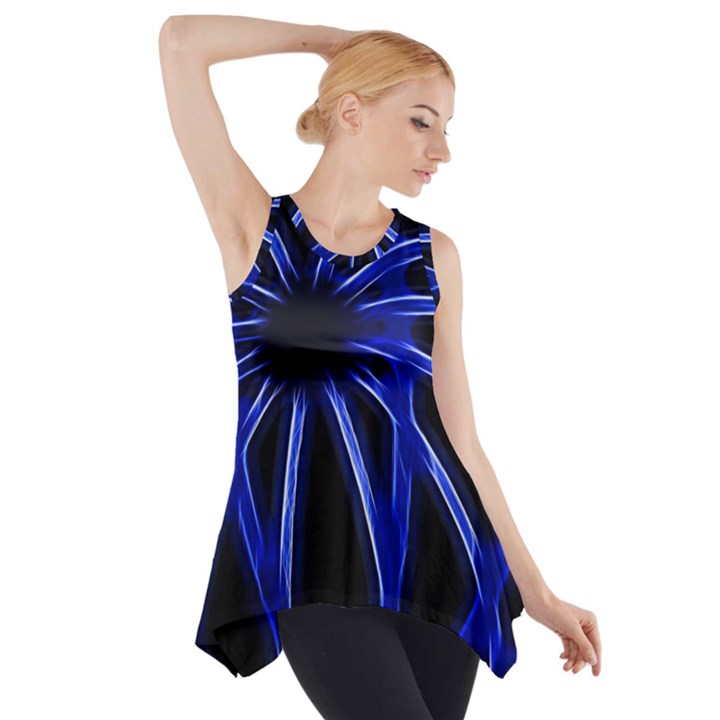 Light Effect Blue Bright Design Side Drop Tank Tunic