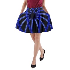 Light Effect Blue Bright Design A-line Pocket Skirt