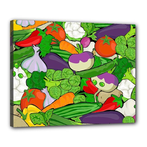 Vegetables Bell Pepper Broccoli Canvas 20  X 16  (stretched) by HermanTelo