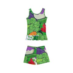 Vegetables Bell Pepper Broccoli Kids  Boyleg Swimsuit by HermanTelo