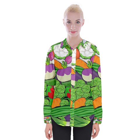 Vegetables Bell Pepper Broccoli Womens Long Sleeve Shirt by HermanTelo