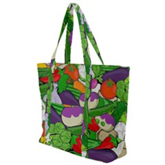 Vegetables Bell Pepper Broccoli Zip Up Canvas Bag by HermanTelo
