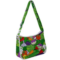 Vegetables Bell Pepper Broccoli Zip Up Shoulder Bag by HermanTelo