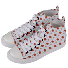 Background Flowers Multicolor Women s Mid-top Canvas Sneakers