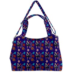 Retro Girls Dress In Black Pattern Blue Double Compartment Shoulder Bag by snowwhitegirl