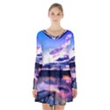 Photo Coucher du soleil Effet Galaxy Long Sleeve Velvet V-neck Dress View1