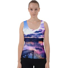 Photo Coucher Du Soleil Effet Galaxy Velvet Tank Top by kcreatif