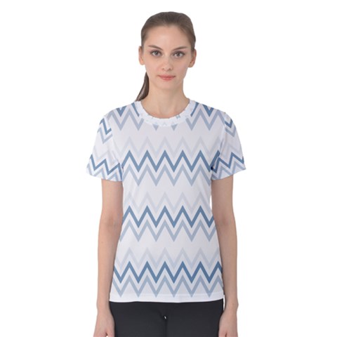 Chevrons Bleus/blanc Women s Cotton Tee by kcreatif