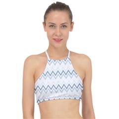 Chevrons Bleus/blanc Racer Front Bikini Top by kcreatif