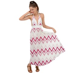 Chevrons Rose/blanc Backless Maxi Beach Dress by kcreatif