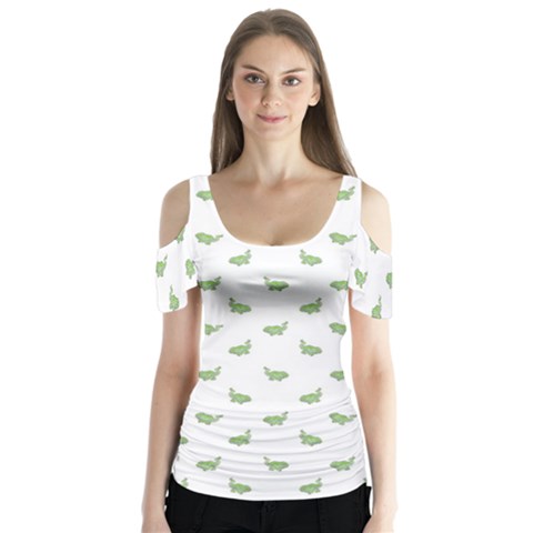 Iguana Sketchy Cartoon Style Drawing Pattern 2 Butterfly Sleeve Cutout Tee  by dflcprintsclothing