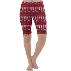 Bearded Santa Pattern Cropped Leggings  by bloomingvinedesign