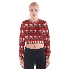 Bearded Santa Pattern Cropped Sweatshirt by bloomingvinedesign