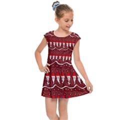 Bearded Santa Pattern Kids  Cap Sleeve Dress by bloomingvinedesign