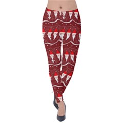 Bearded Santa Pattern Velvet Leggings by bloomingvinedesign