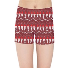 Bearded Santa Pattern Kids  Sports Shorts by bloomingvinedesign