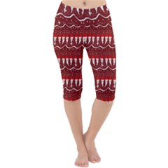 Bearded Santa Pattern Lightweight Velour Cropped Yoga Leggings by bloomingvinedesign