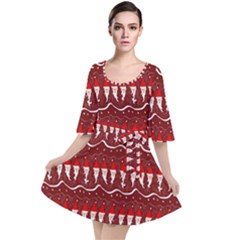 Bearded Santa Pattern Velour Kimono Dress