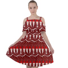 Bearded Santa Pattern Cut Out Shoulders Chiffon Dress by bloomingvinedesign