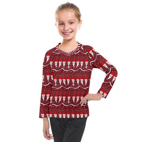 Bearded Santa Pattern Kids  Long Mesh Tee by bloomingvinedesign